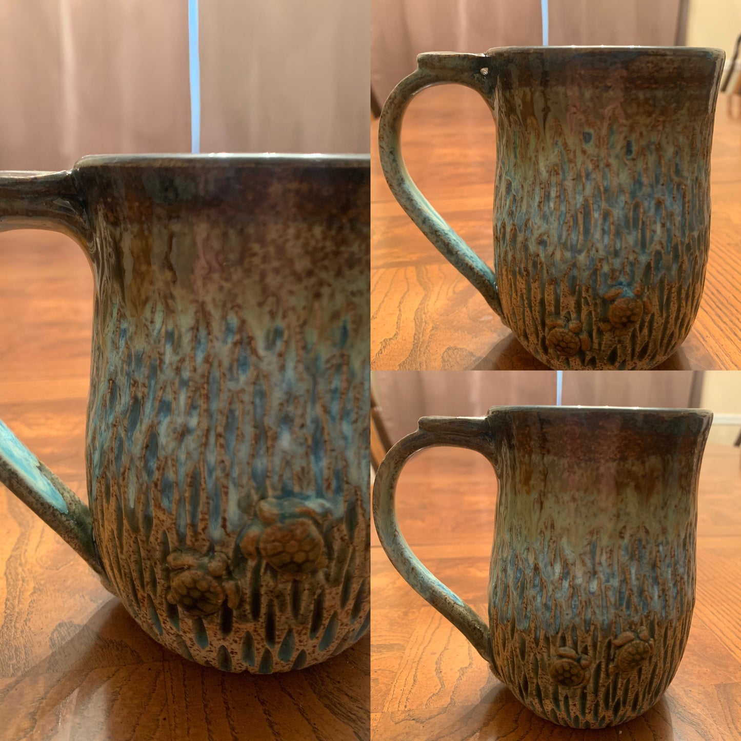 Mug with thumb rest and mini turtles