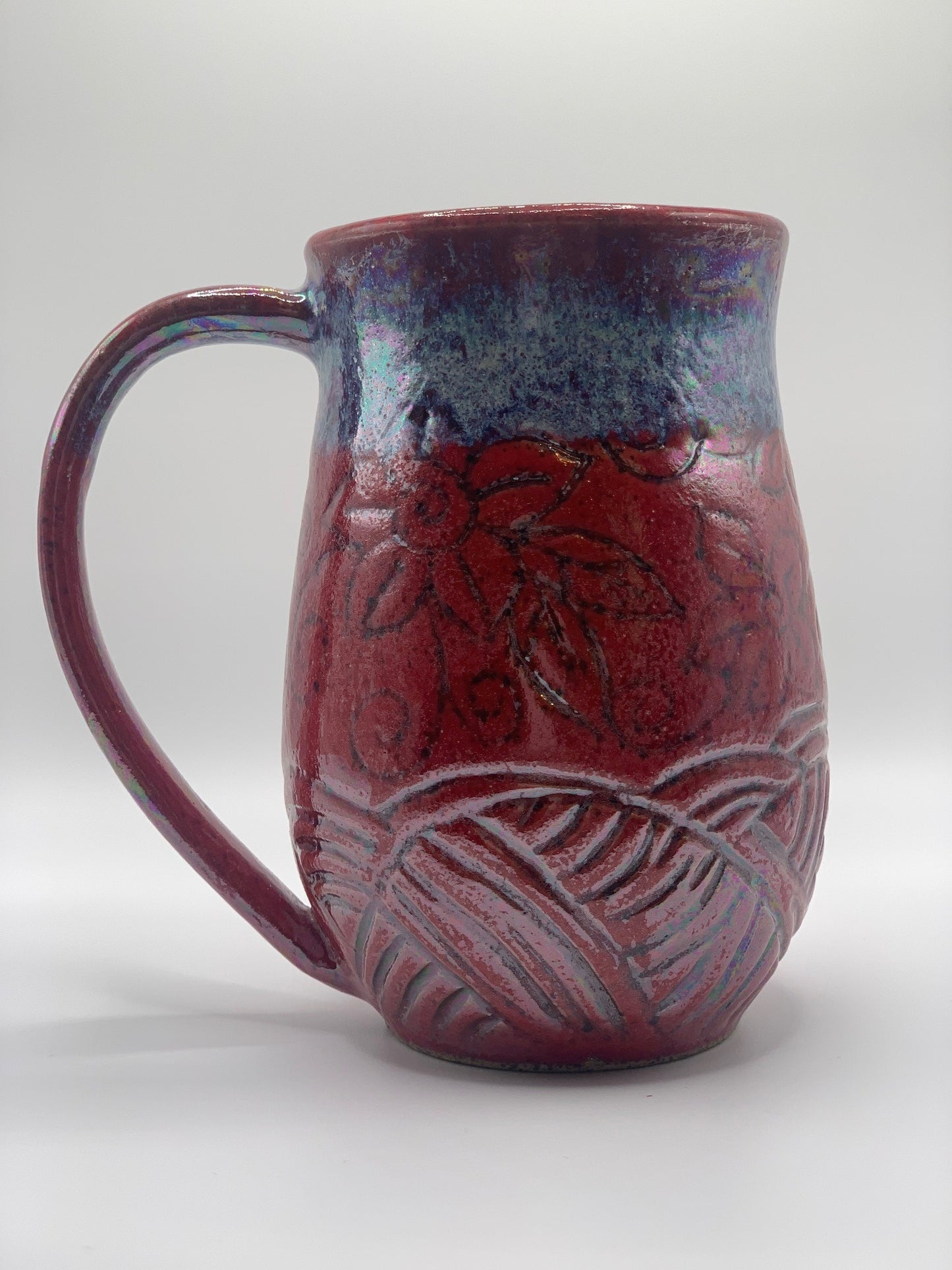 Mug - Red with Flowers