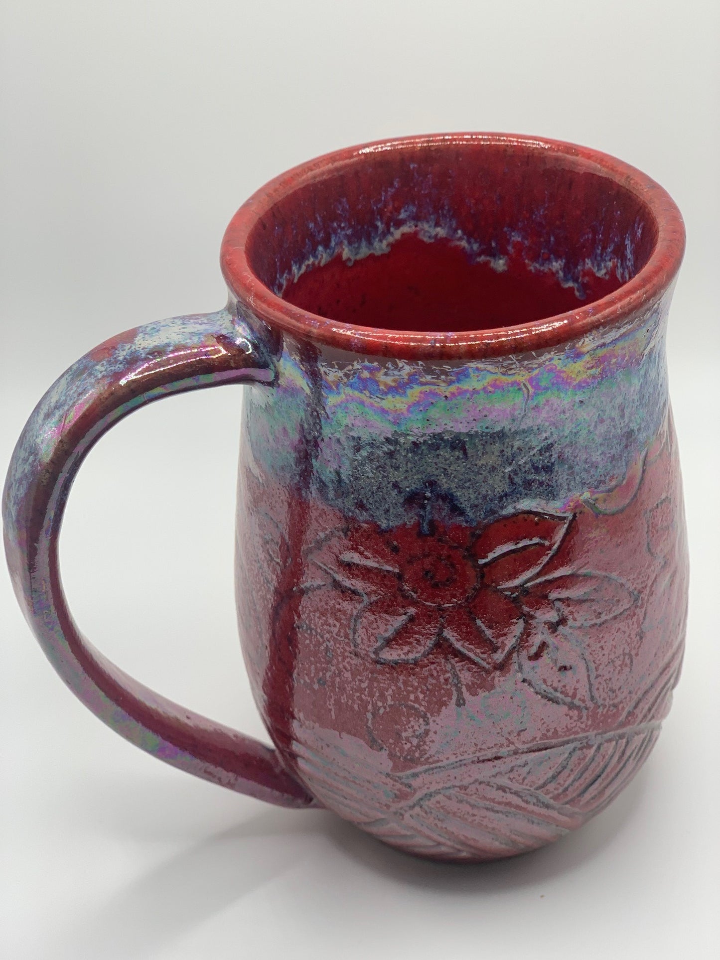 Mug - Red with Flowers